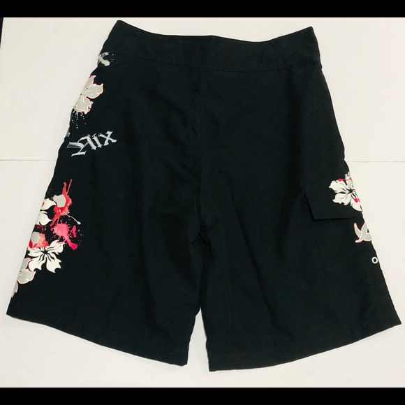 Maui Nix Swim Trunks Board Surf Shorts Men's Sz 30 Black Side Pocket - Picture 3 of 10